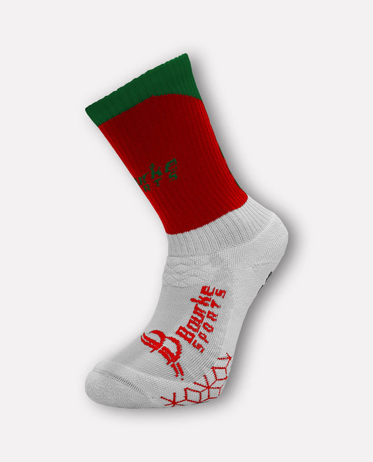 Miniz Chevron Socks (Kids 12-3) Red & Green